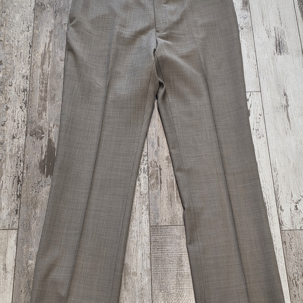 36x33 Men's Tommy Hilfiger Flat Front Pleated Dress Pants Tan 100% Wool